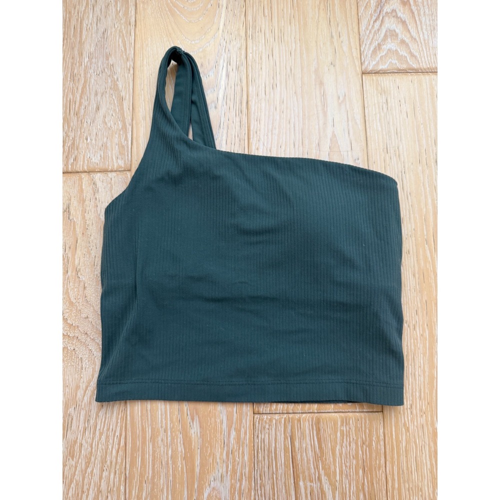 LULULEMON Women Ribbed One Shoulder Bra Tank Size 2 Athleisure Yoga Minimalist